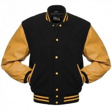 Men's College Varsity Black and Yellow Jacket Men's College Varsity Black and Yellow Jacket