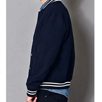 Men's Navy Blue Bomber Prep School Jacket