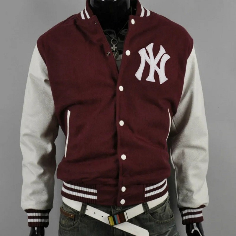 Men's New York Yankee Maroon Varsity Baseball Jacket