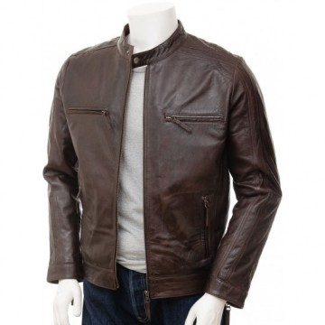 Men's Cafe Racer Leather Motorcycle Jacket