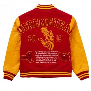 Men's Varsity Supreme Team S Red Letterman Jacket