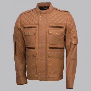 Men Sheepskin Tan Leather Jacket