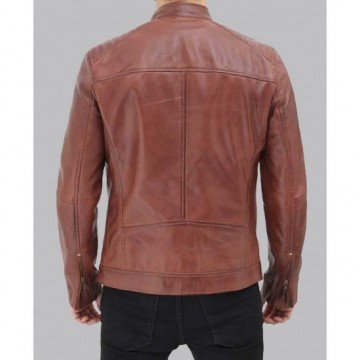 Men's Benjamin Cafe Racer Brown Leather Jacket Men's Benjamin Cafe Racer Brown Leather Jacket