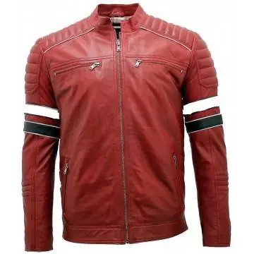 Mens Racing Red Biker Jacket