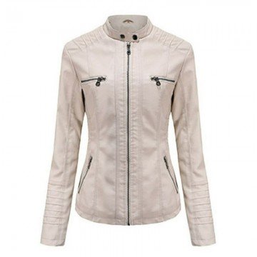 New Women's Hoodie Biker Leather Jacket