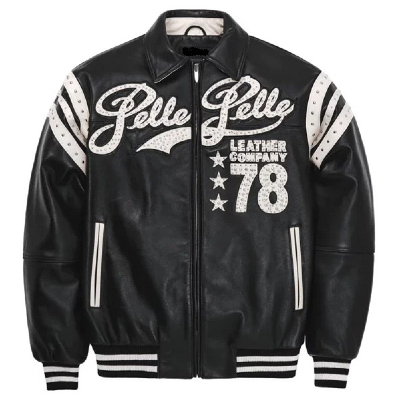 Pelle Pelle Encrusted Black Varsity Jacket