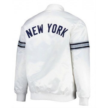 Men's White New York Yankees Satin Jacket