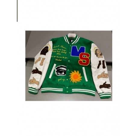 Mens Off White Savior Biker Green Varsity Jacket