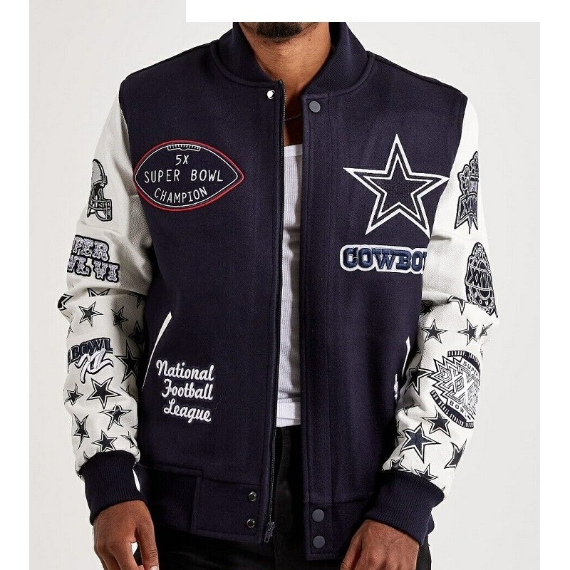 Dallas Cowboys 5X Super Bowl Champions Mash Up Varsity Jacket