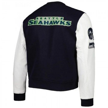 Pro Standard College Navy White Seattle Seahawks Logo Varsity Jacket Pro Standard College Navy White Seattle Seahawks Logo Varsity Jacket