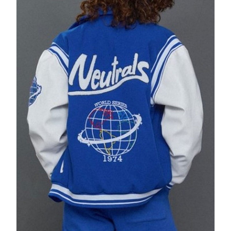 Neutrals World Series Blue and White Letterman Jacket