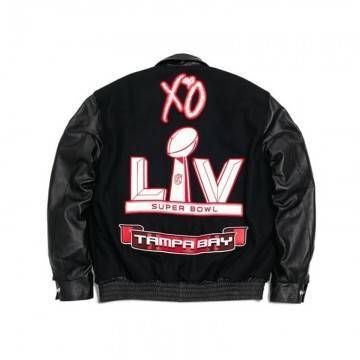 XO The Weeknd Black Super Bowl LV Varsity Jacket