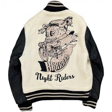 Men's White and Black Night Rider Jacket