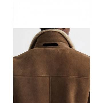 Men Winter Brown Shearling Jacket