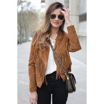 Western Brown Suede Leather Wear Fringe Vintage Coat Jacket