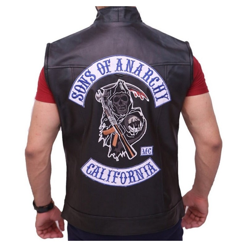 Sons Of Anarchy Motorcycle Biker Black Leather Vest
