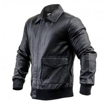 Mens Vintage A2 Aviator WW2 90s Military Leather Jacket