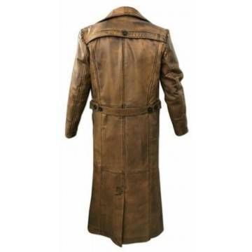 Johnny Depp Trench Leather Brown Coat