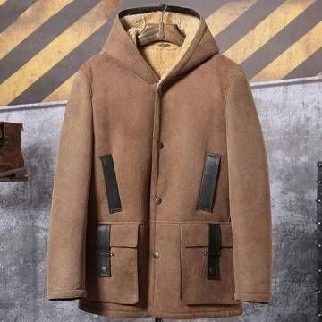 Men's Shearling Hooded...