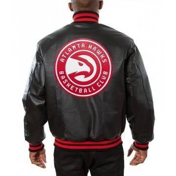 Atlanta Hawks Black Leather Varsity Jacket
