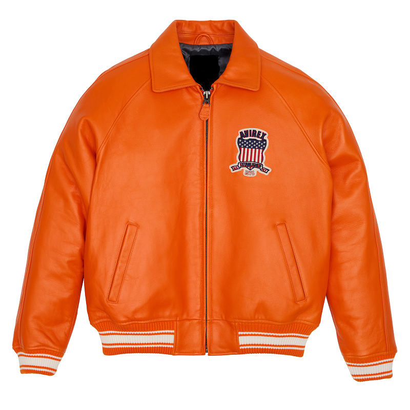 Mens Avirex Icon Orange Leather Jacket