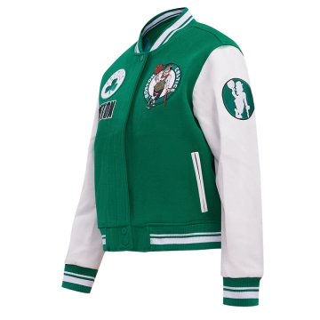 Womens Celtics Retro Classic Rib-Wool Varsity Jacket Womens Celtics Retro Classic Rib-Wool Varsity Jacket