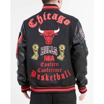 Men's Chicago Bulls Old English Logo Varsity Jacket Men's Chicago Bulls Old English Logo Varsity Jacket