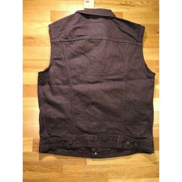 Trucker Jacket Vest Burgundy Denim Cut Off Vest - Hipster Punk Trucker Jacket Vest Burgundy Denim Cut Off Vest - Hipster Punk