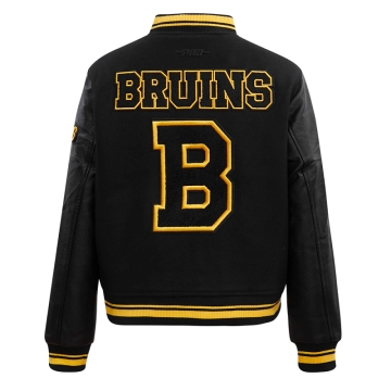 NHL Boston Bruins Retro Classic Womens Black Varsity Jacket NHL Boston Bruins Retro Classic Womens Black Varsity Jacket