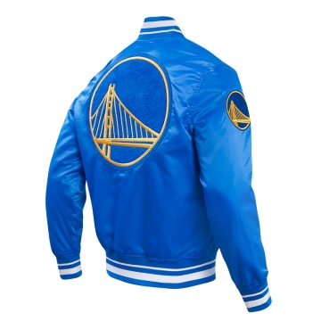 Men's NBA Golden State Warriors Retro Classic Satin Blue Jacket