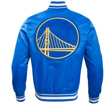 Men's NBA Golden State Warriors Retro Classic Satin Blue Jacket