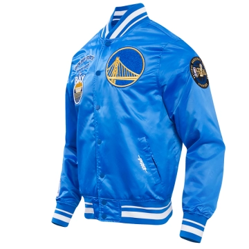 Men's NBA Golden State Warriors Retro Classic Satin Blue Jacket