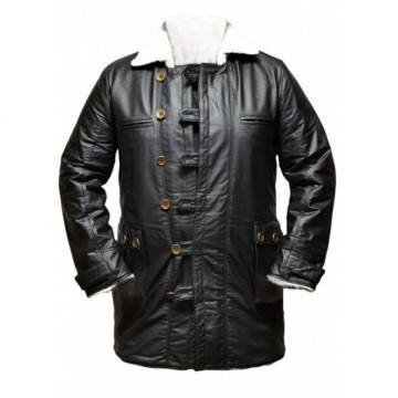 The Dark knight Rises Bane Leather Buffing Black Trench Coat Jacket