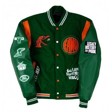 Florida A&M University Motto Green Wool Varsity Jacket