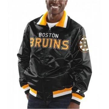 Boston Bruins Starter Bomber Black Jacket Boston Bruins Starter Bomber Black Jacket