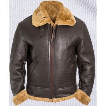 Men’s Brown RAF WWII Aviator Vintage Real Shearling Sheepskin Flying Leather Jacket
