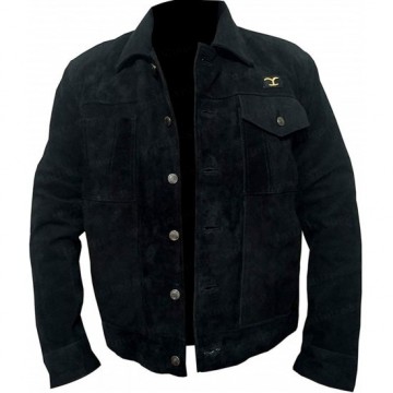 Men's Rip Cowboy Black Suede Leather Jacket
