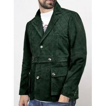 Mens Safari Hickory Green Suede Leather Jacket Mens Safari Hickory Green Suede Leather Jacket