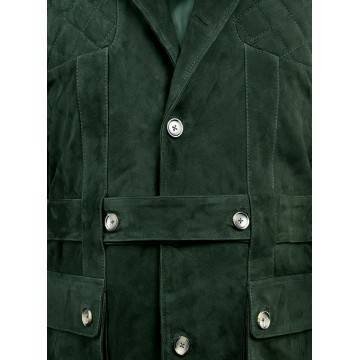 Mens Safari Hickory Green Suede Leather Jacket Mens Safari Hickory Green Suede Leather Jacket
