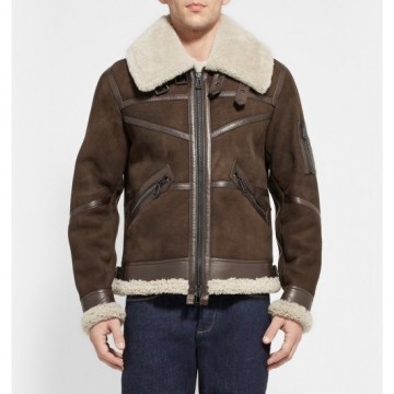 Men's Aviator Bridlington Brown Faux Shearling Biker Jacket