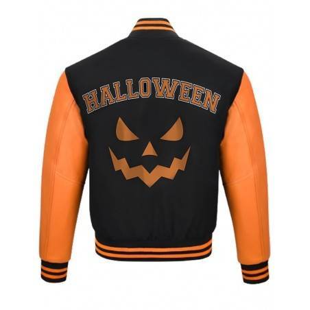 Halloween Pumpkin Black and Orange Varsity Jacket
