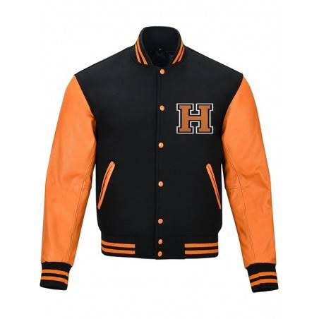Halloween Pumpkin Black and Orange Varsity Jacket