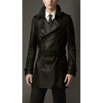 Leather Trench Long Coat...