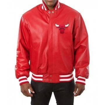 Chicago Bulls Red Leather Varsity Jacket