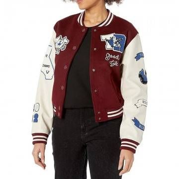 True Religion Spliced Maroon Varsity Jacket