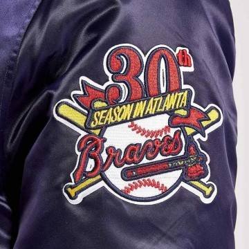 Atlanta Braves World Series Navy Varsity Satin Jacket