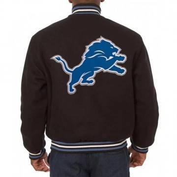 Detroit Lions Embroidered Black Wool Jacket Detroit Lions Embroidered Black Wool Jacket