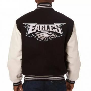 Varsity Philadelphia Eagles Black and White Jacket Varsity Philadelphia Eagles Black and White Jacket