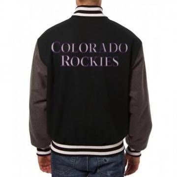 Colorado Rockies Letterman Black Wool Jacket