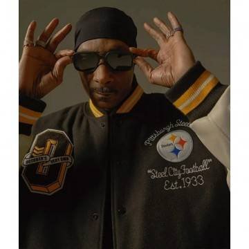 Pittsburgh Steelers Snoop Dogg Black Varsity Jacket Pittsburgh Steelers Snoop Dogg Black Varsity Jacket